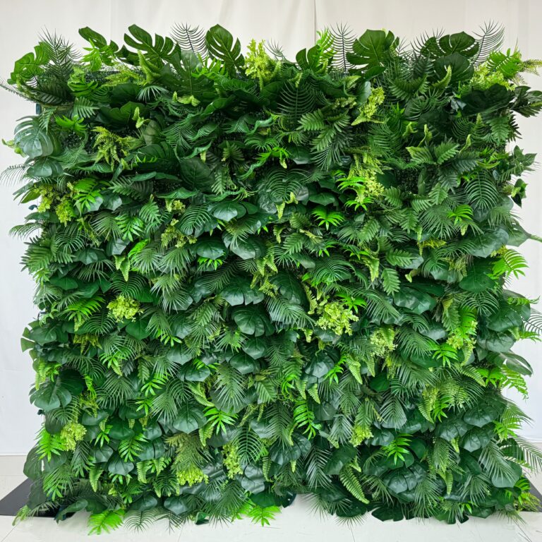 W014 5D grass greenery tropical wall roll up floral backdrop 8*8ft for wedding decor