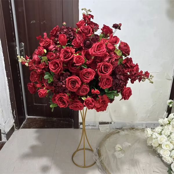 B004 artificial flowers supplying 70cm dark red wedding centerpieces flower ball arrangements