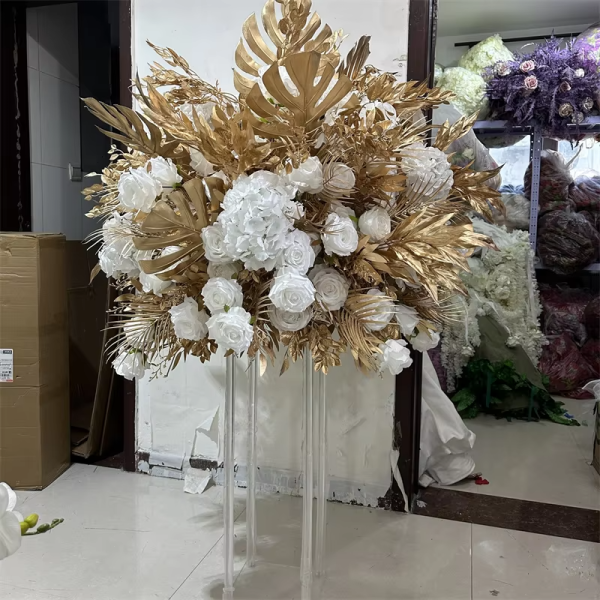 B008 decorative flower supplying high quality gold leaves flower arrangements for wedding
