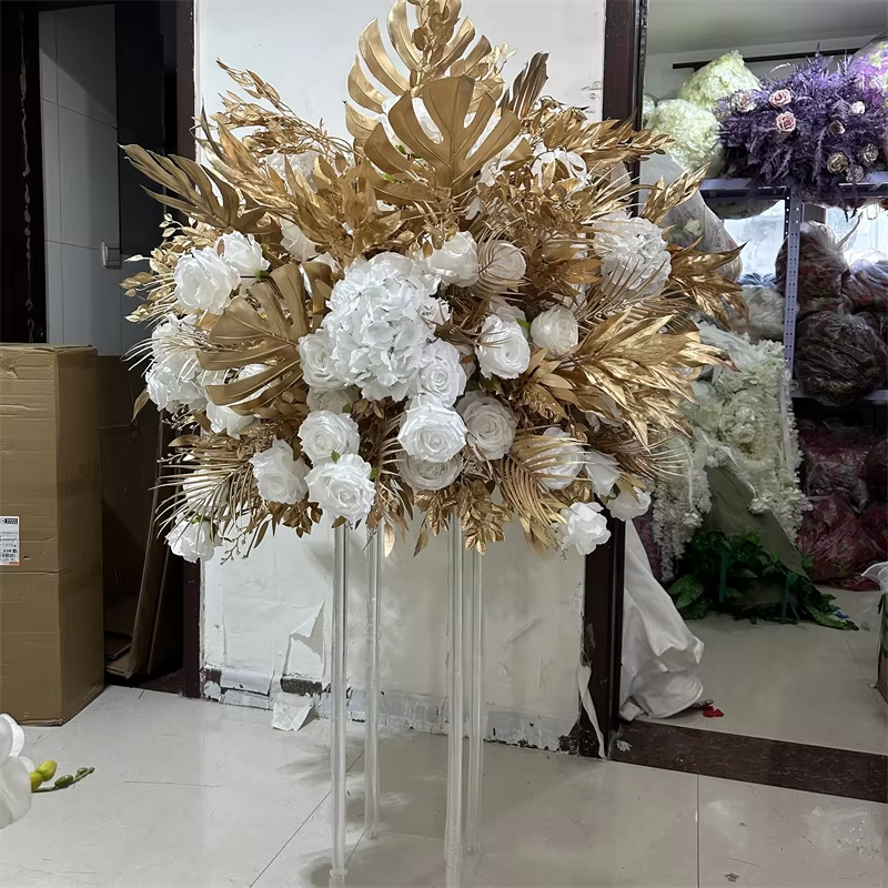 B008 decorative flower supplying high quality gold leaves flower arrangements for wedding
