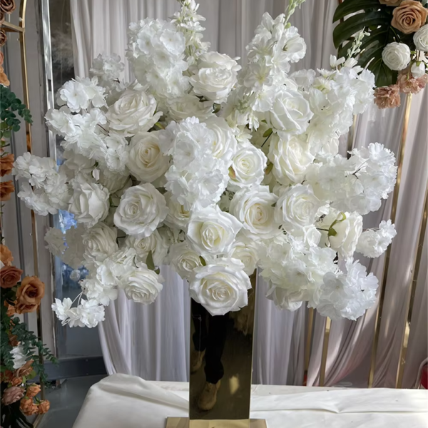 B002 Wholesale white rose artificial flower centerpieces for wedding flower table centerpiece flower ball for event decoration