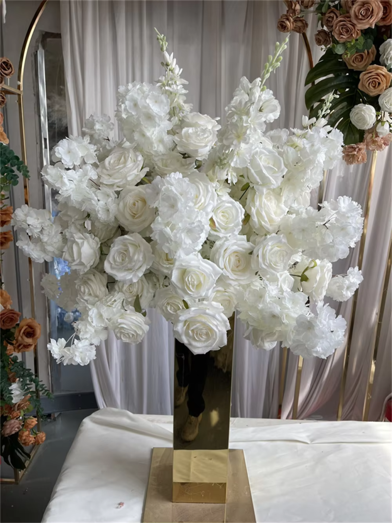 B002  Wholesale white rose artificial flower centerpieces for wedding flower table centerpiece flower ball for event decoration