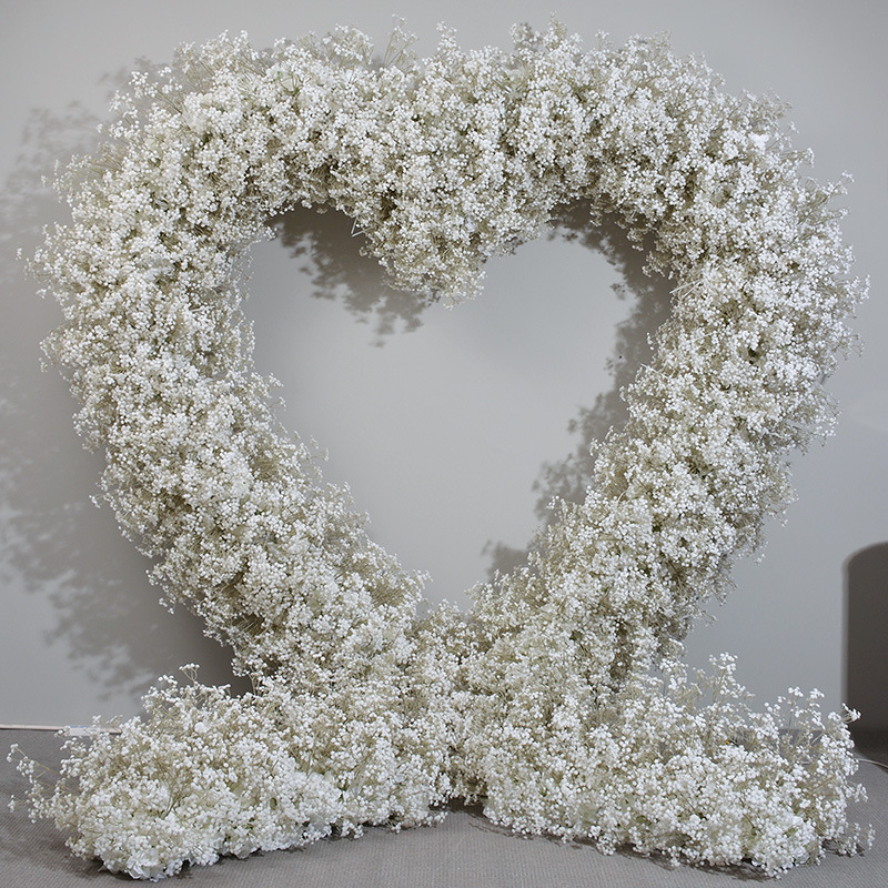 A017  hot sale babys breath heart shaped floral arch for events decor