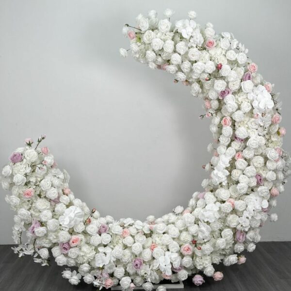 A020  hot sale moon shaped floral backdrop flower arch withe