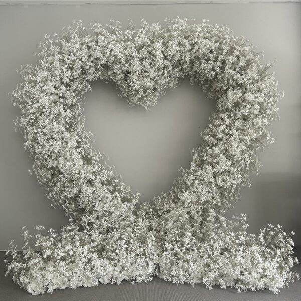 A017  hot sale babys breath heart shaped floral arch for events decor