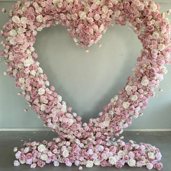 A014  pink heart arch with roses for wedding decor baby shower backdrop