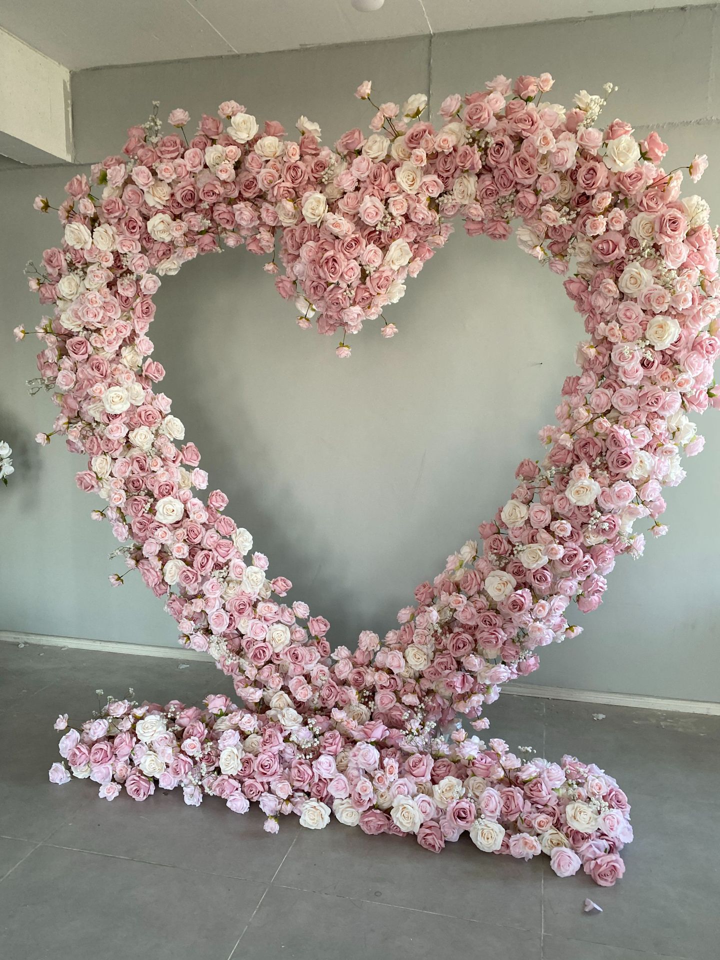 A014  pink heart arch with roses for wedding decor baby shower backdrop