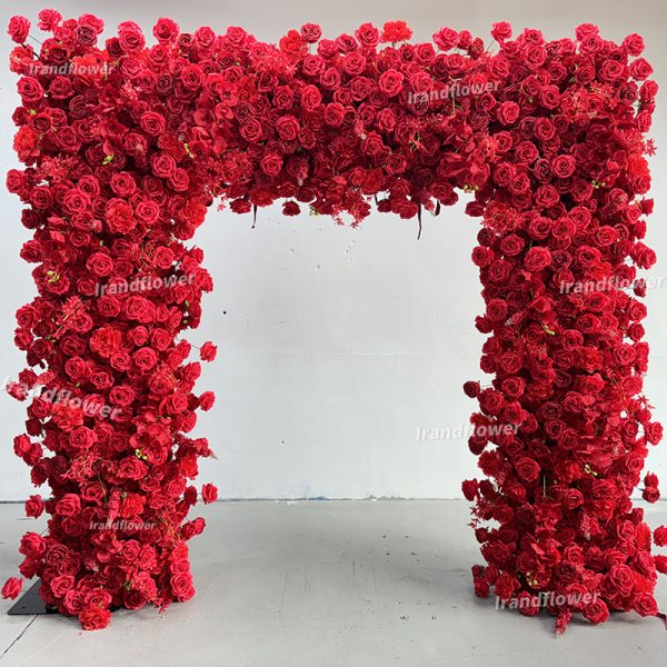 A024 red arch silk artificial flowers 8*8ft