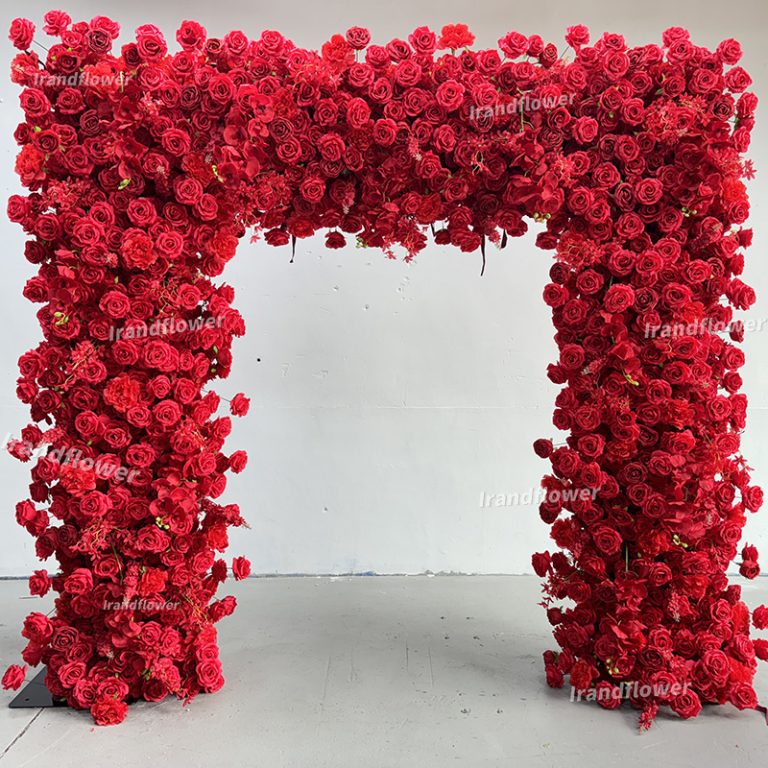 A024 red arch silk artificial flowers 8*8ft