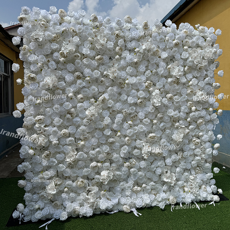W059 8*8 ft floral backdrop white roses flower wall with orchids for wedding decor