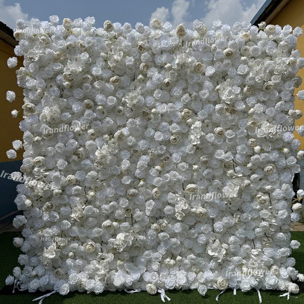 W059 8*8 ft floral backdrop white roses flower wall with orchids for wedding decor