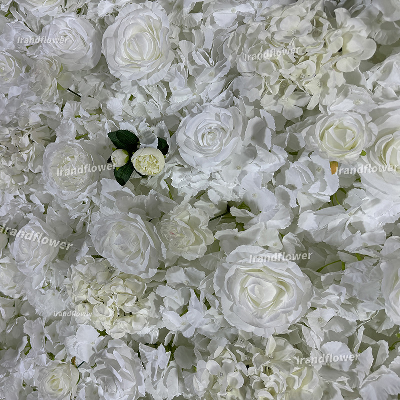 W064 high quality floral backdrop white rose and green leaves flower wall  for wedding  decoration