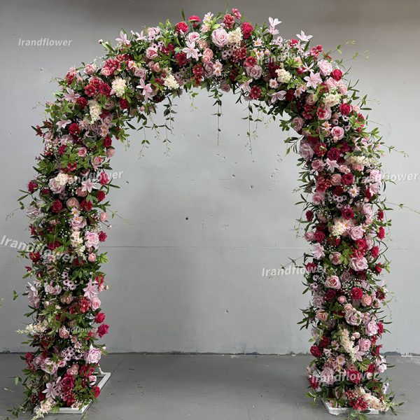 A022 pink wild flower arch wedding decoration backdrop