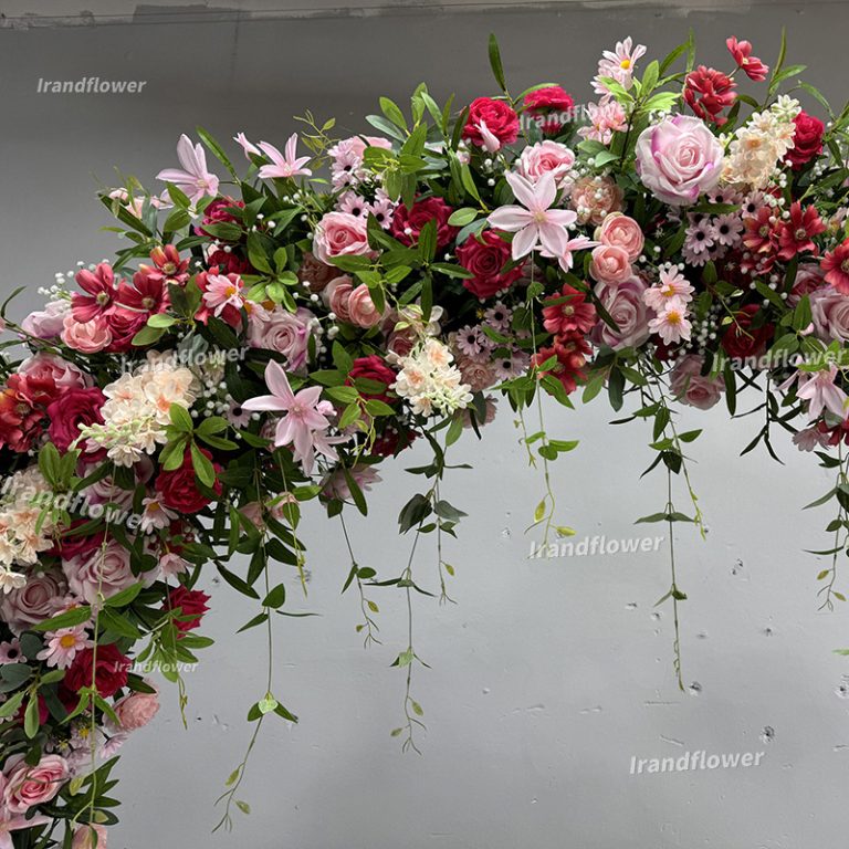 A022 pink wild flower arch wedding decoration backdrop
