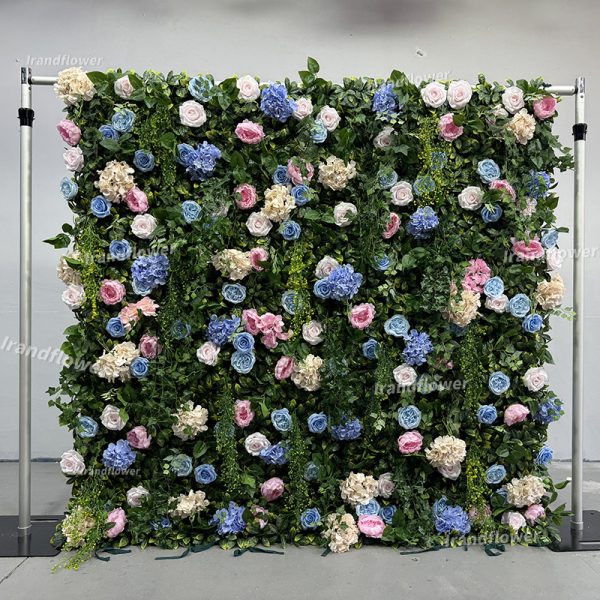 W065 Silk floral backdrop greenery wall with colorful flowers for event  decoration