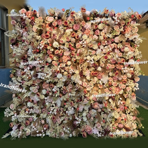 W068 5D autumn flower wall backdrop feather wall for wedding decor