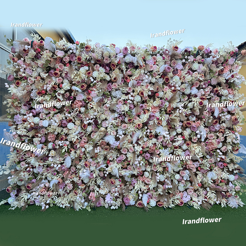 W068 5D autumn flower wall backdrop feather wall for wedding decor