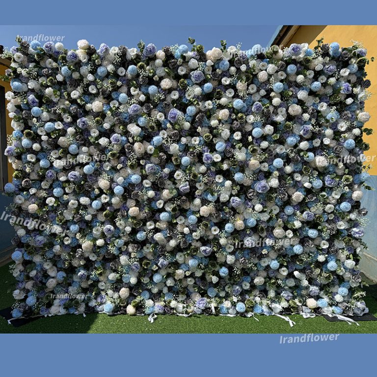 W069 8*10ft 5D blue flower wall backdrop feather wall for wedding decor