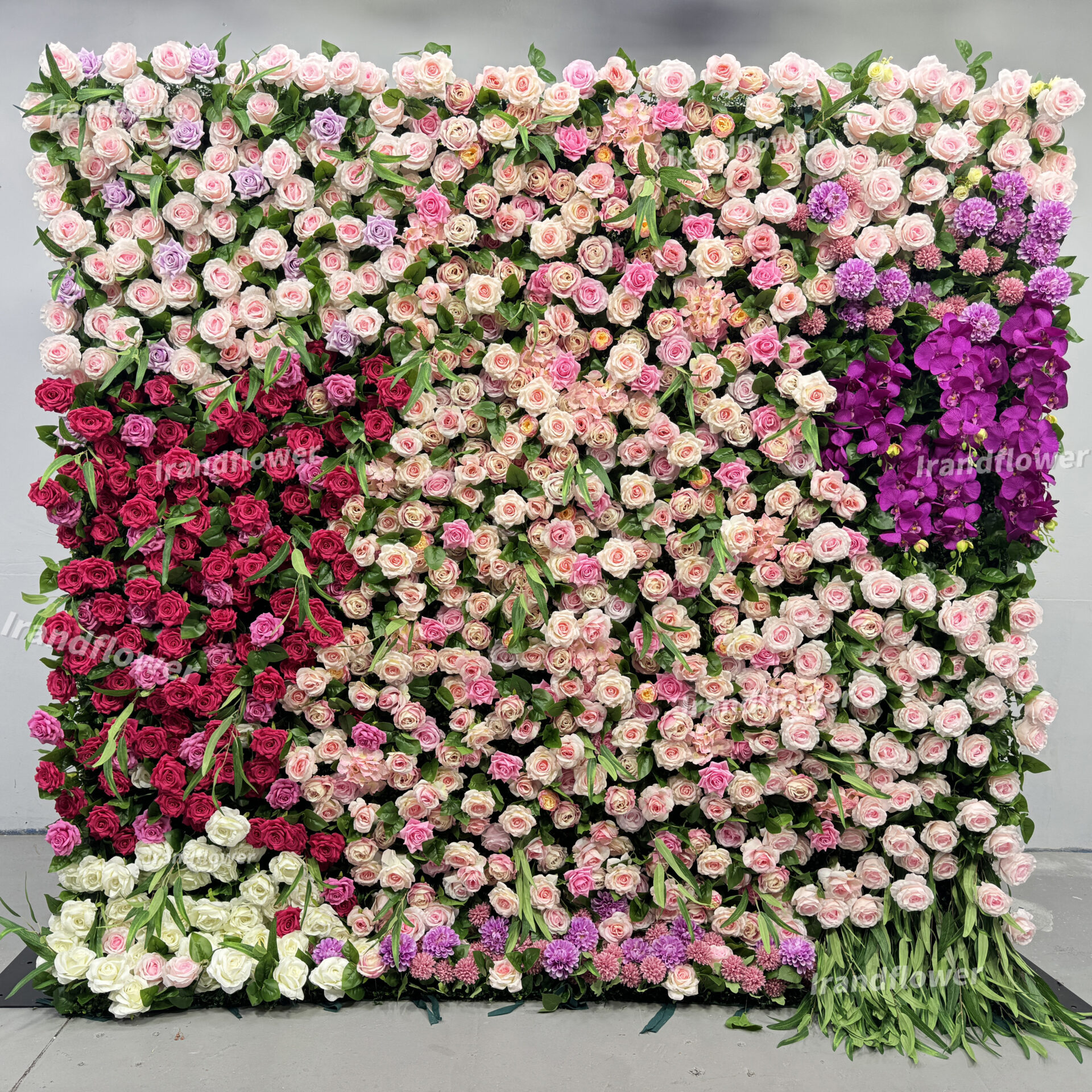 W072 colorful and light flower wall backdrop with fabric panel