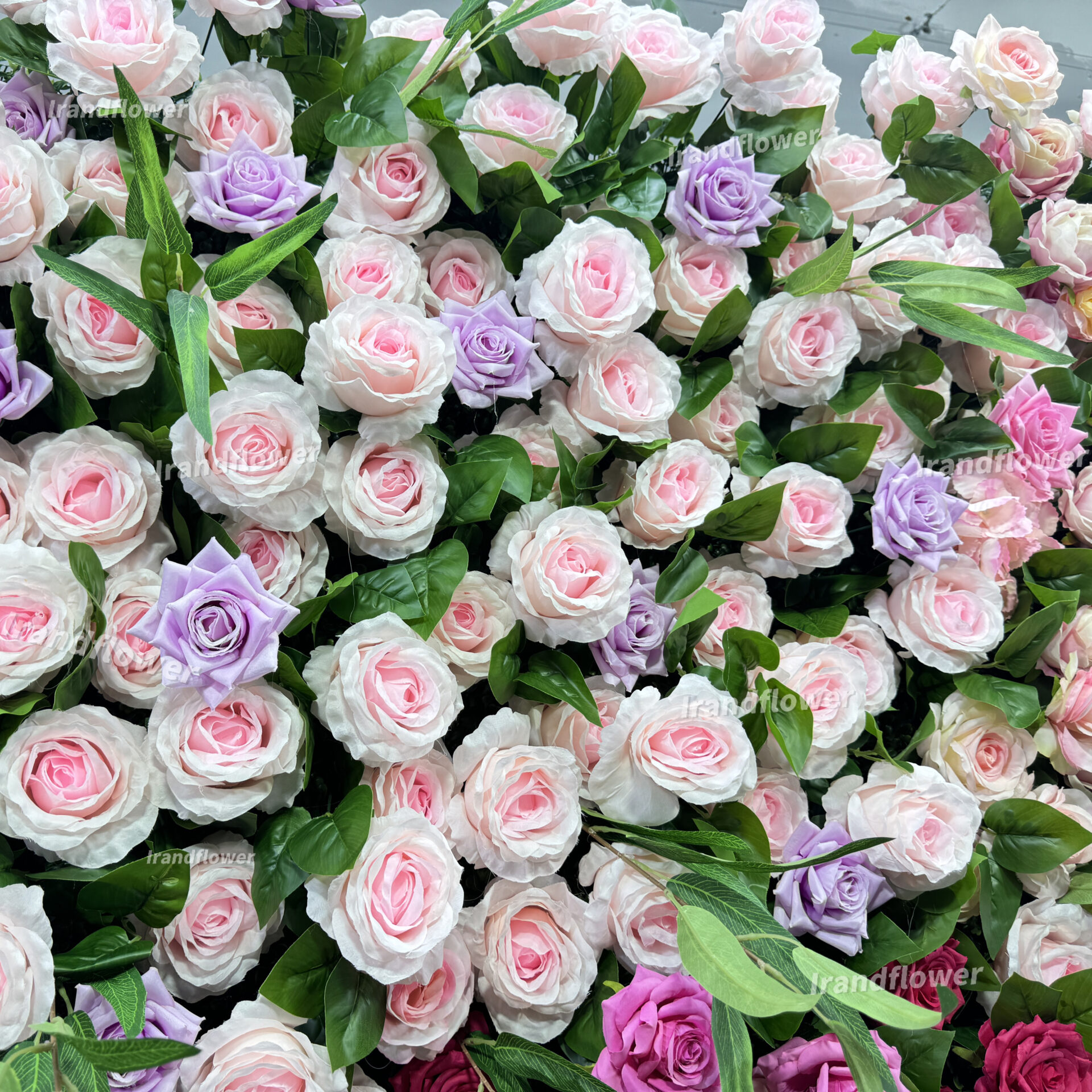 W072 colorful and light flower wall backdrop with fabric panel